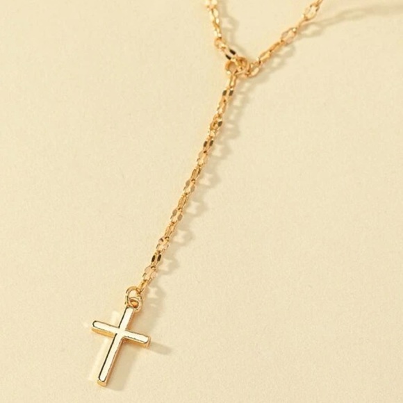Gold Cross Lariat Necklace - Picture 5 of 5